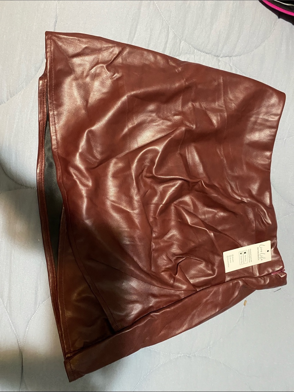 Cupshe Faux Leather Mini Skirt in Chestnut Brown
